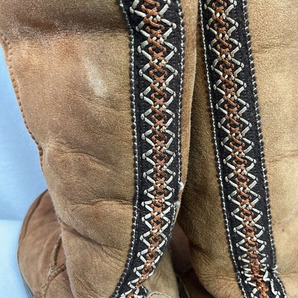 UGG Classic Tall Embroidered Chestnut Boots SZ 9(?)  Boho Festival Hippie Y2K - Picture 7 of 11